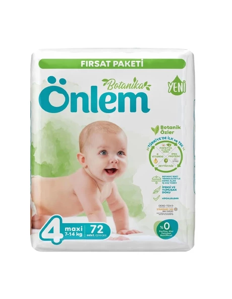 ÖNLEM Botanika 4 Numara Maxi Bebek Bezi Fırsat Paketi 72 Adet (7-14 Kg)