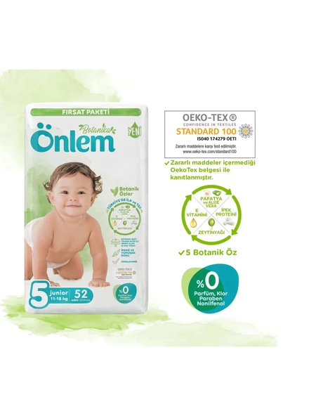 ÖNLEM Botanika Bebek Bezi Jumbo Paket Junior 5 Beden 52 Adet 11-18 Kg