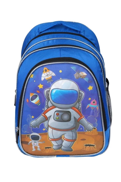 Erkek Çocuk 3 Bölmeli Astronot Figürlü Okul Sırt Çantası 13SYG12-Astronot - 3