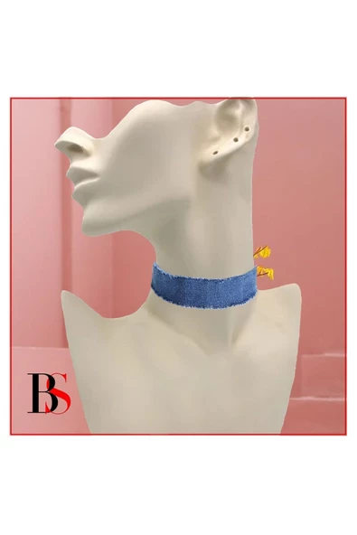 Mavi Kot Kadın Choker Kolye