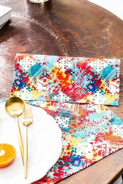 2'li Rainbow Duck Keten Amerikan Servisi 30 X 45 Cm - 2