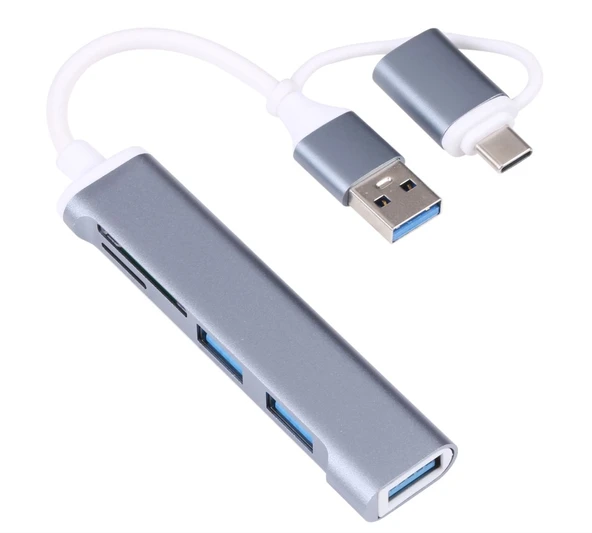 Type-C Usb 3.0 Sd Tf Kart Okuyucu 3x Usb 3.0 Hub Çevirici A807