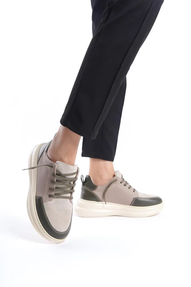Kadın Hakiki Deri Çok Renkli Yüksek Taban Günlük Spor Ayakkabı Sneakers - 6