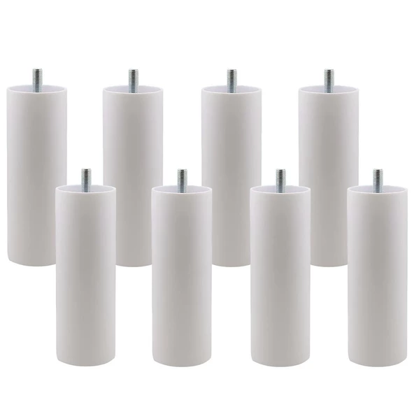 Mobilya Kanepe Koltuk Baza Yükseltme M8 Civatalı İnce Diş Destek Ayağı Ayakları Beyaz 14 cm 8 Adet - 6