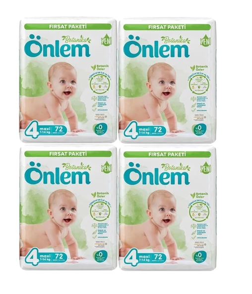 ÖNLEM Bebek Bezi Botanika Beden:4 (4-9KG) Maxi 288 Adet Avantaj Fırsat Pk