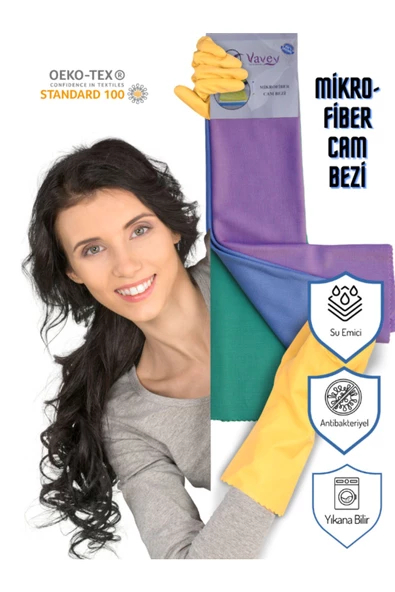 Mikrofiber 3'lü Su Emici İz Bırakmayan Antibakteriyel Cam Temizlik Bezi Seti 40x60 - 2
