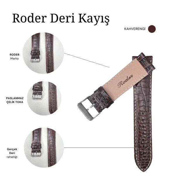 R4134W RODER DERİ KAYIŞ - KAHVERENGİ-BEYAZ - 4