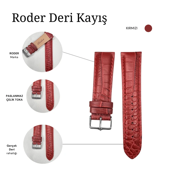 R4134S RODER DERİ KAYIŞ - KIRMIZI - 10