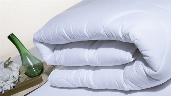 Yorgan Çift Kişilik Beyaz Baklava Desen Pamuklu Kumaş - 4