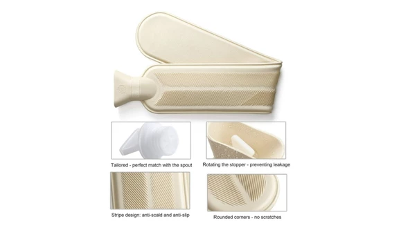 SICAK SU TORBASI BOYUN VE OMUZ ICIN  UZUN PELUŞ PEMBE PONPONLU 2LT TERMOFOR 75x13CM - Resim 3