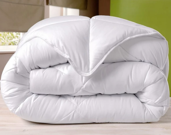 Yorgan Tek Kişilik Beyaz Baklava Desen Pamuklu Kumaş - 3