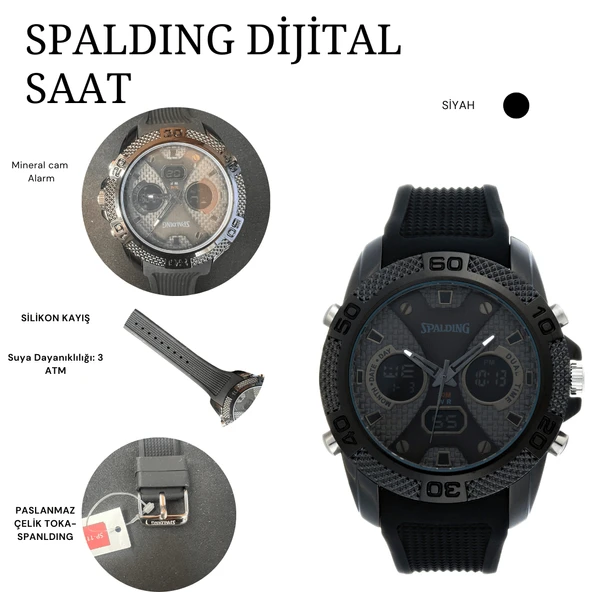 SPALDING SP-117 DİJİTAL VE ANALOG SPOR SAAT - Resim 2