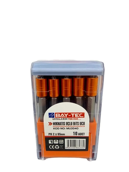 Bay-Tec Mu2040 Mıknatıs Uçlu Bits Ucu PH2X65 Mm 10 Adet