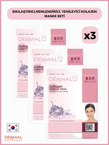 Dermal Sıkılaştırıcı,nemlendirici, Yenileyici Kolajen Maske 23 gr 3 Adet