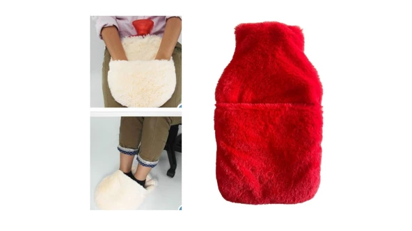 SICAK SU TORBASI CEPLİ KIRMIZI PELUŞ TERMOFOR 32,5x17,5cm  1500 ML