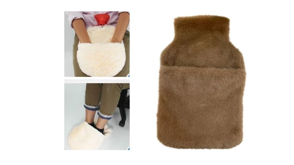 SICAK SU TORBASI CEPLİ KAHVERENGİ PELUŞ TERMOFOR 32,5x17,5cm  1500 ML