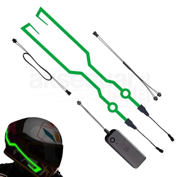 Motosiklet Kask Ledi Yeşil Renk - 3 Farklı Mod - Motosiklet Renkli İkaz Ledi - 3