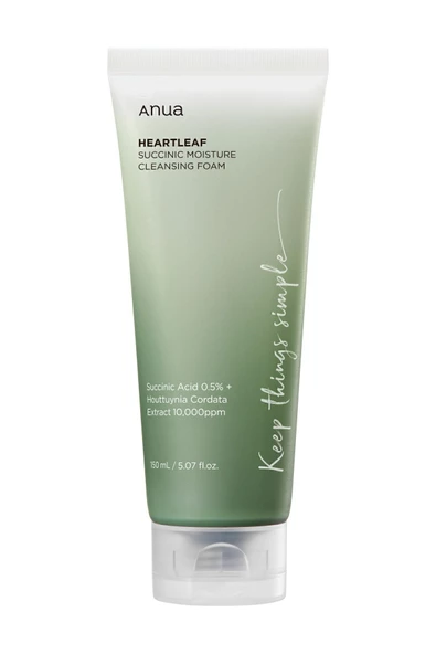 ANUA,Heartleaf Succinic Moisture Cleansing Foam (KORENDY) Gözenek Akne Karşıtı Köpük Temizleyici 150ml