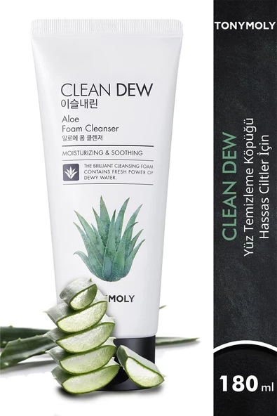 TONYMOLY,Yüz Temizleme Köpüğü Clean Dew Hassas Ciltler Için Aloe Vera Cilt Bakımı 180ml