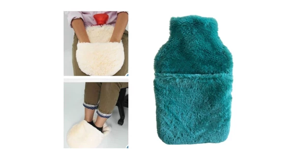 SICAK SU TORBASI CEPLİ YEŞİL PELUŞ TERMOFOR 32,5x17,5cm  1500 ML