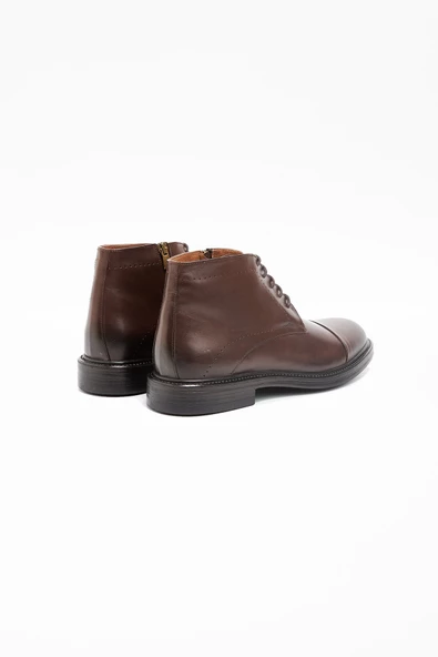 Koyu Kahverengi %100 Deri Antik Bağcıklı Classic Ayakkabı 1033245157 - Resim 5