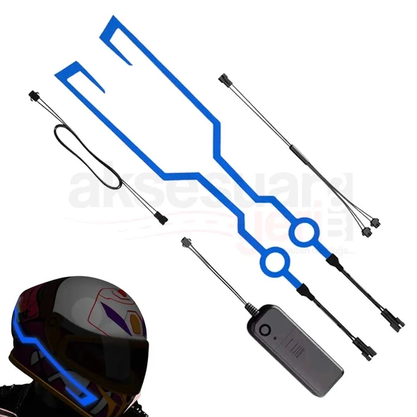 Motosiklet Kask Ledi Mavi Renk - 3 Farklı Mod - Motosiklet Renkli İkaz Ledi - Resim 2