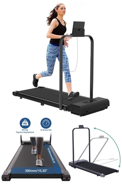 Uzaktan Kumandalı Katlanabilir Portatif Yürüme ve Koşu Bandı 12 Km Hız - 6