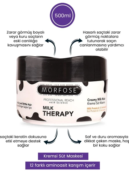 Morfose Milk Therapy Süt Saç Maskesi 500 ml - 2