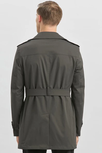 Koyu Antrasit Gabardin Mono Yaka Düz Tek Yırtmaç Tam Astar Slim Fit Classic Kaban 1008245105 - 6