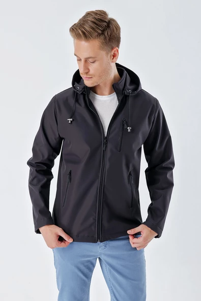 Füme Kapüşonlu Astarlı Slim Fit Dar Kesim Casual Mont 1007235163