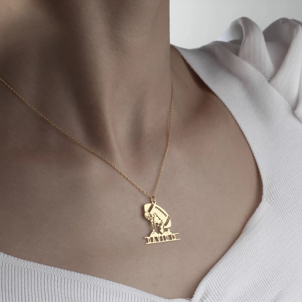 925 Ayar Gümüş Amerikan Futbolu İsim Detaylı  Kolye ürün görseli 1