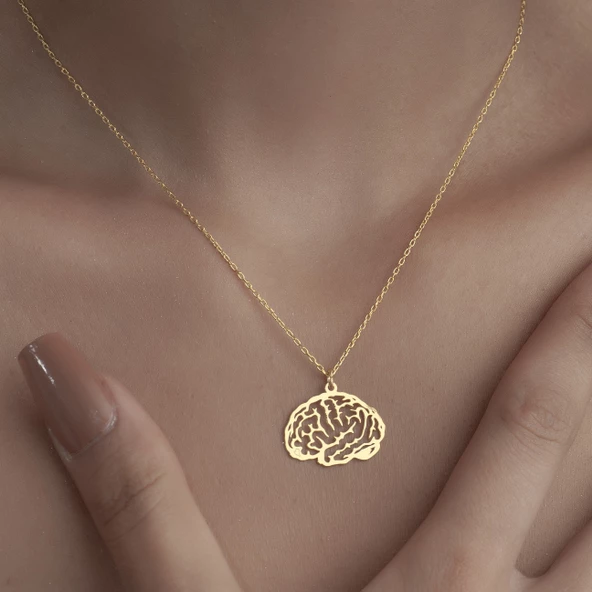 925 Ayar Gümüş Beyin Kolye - Resim 5