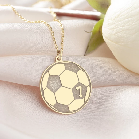 925 Ayar Gümüş Futbol Topu ve Sayı Detaylı  Kolye - Resim 2