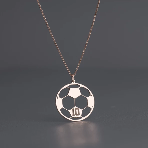 925 Ayar Gümüş Futbol Topu ve Sayı Detaylı  Kolye - Resim 3