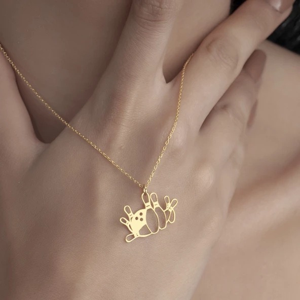 925 Ayar Gümüş Labut ve Bowling Topu Kolye - Resim 8