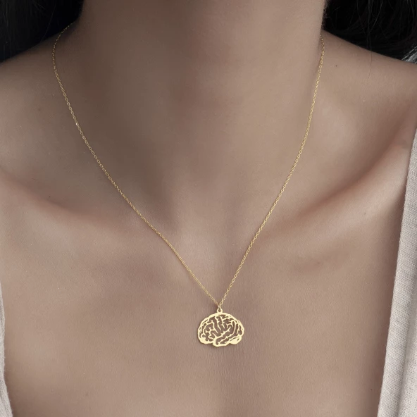 925 Ayar Gümüş Beyin Kolye - Resim 6