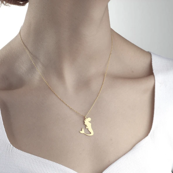 925 Ayar Gümüş Deniz Kızı Kolye - Resim 2