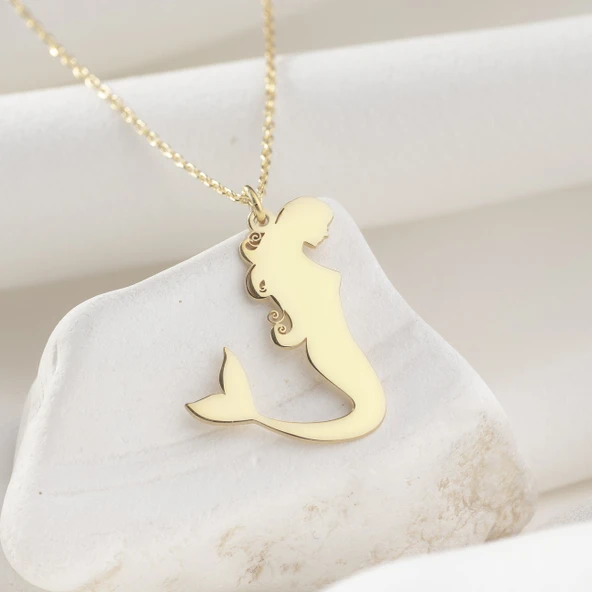 925 Ayar Gümüş Deniz Kızı Kolye - Resim 5