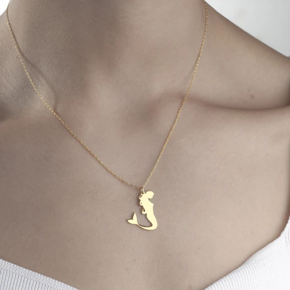 925 Ayar Gümüş Deniz Kızı Kolye - Resim 4