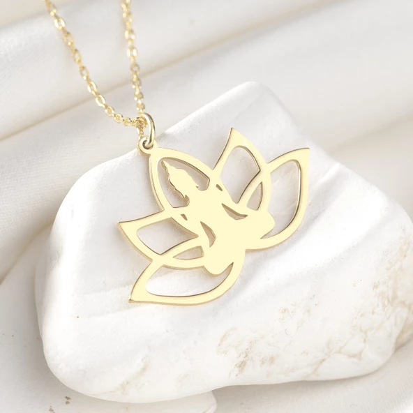 925 Ayar Gümüş Yoga Ve Lotus Çiçeği Kolye - Resim 5