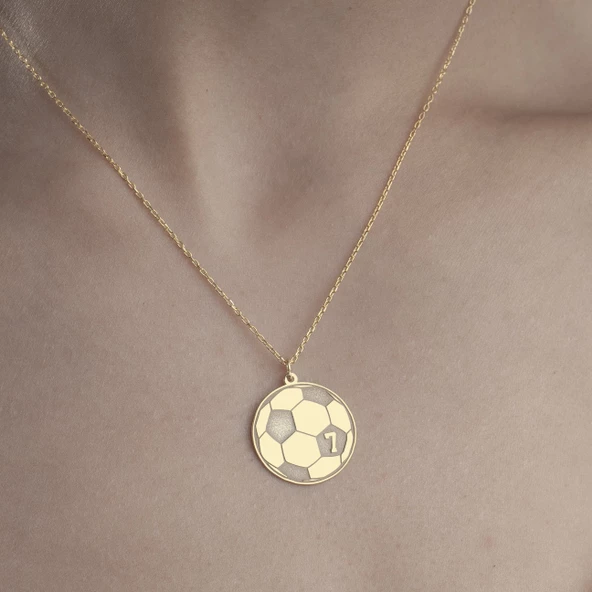 925 Ayar Gümüş Futbol Topu Plaka Kolye ürün görseli 1