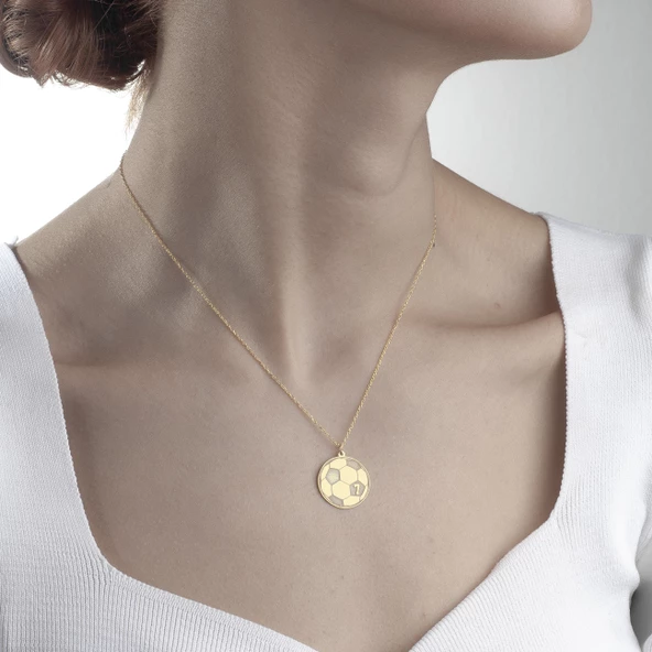 925 Ayar Gümüş Futbol Topu Plaka Kolye - Resim 2