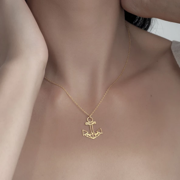 925 Ayar Gümüş Denizci Özel Tasarım Kolye - Resim 8