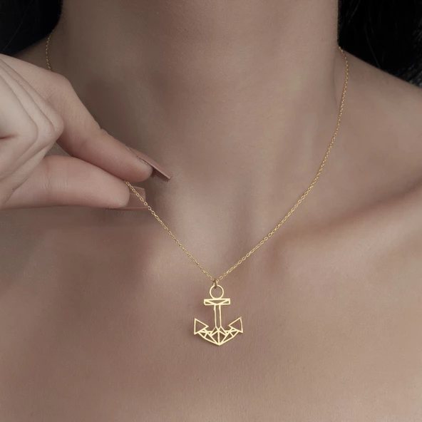 925 Ayar Gümüş Denizci Özel Tasarım Kolye - Resim 4