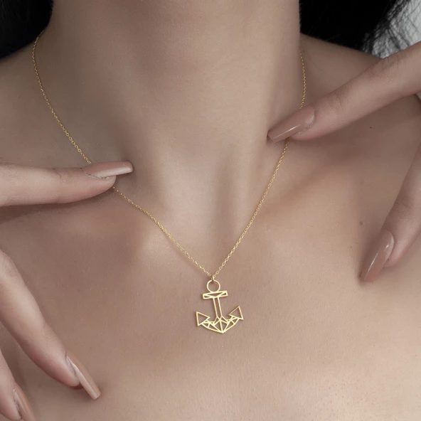 925 Ayar Gümüş Denizci Özel Tasarım Kolye - Resim 6