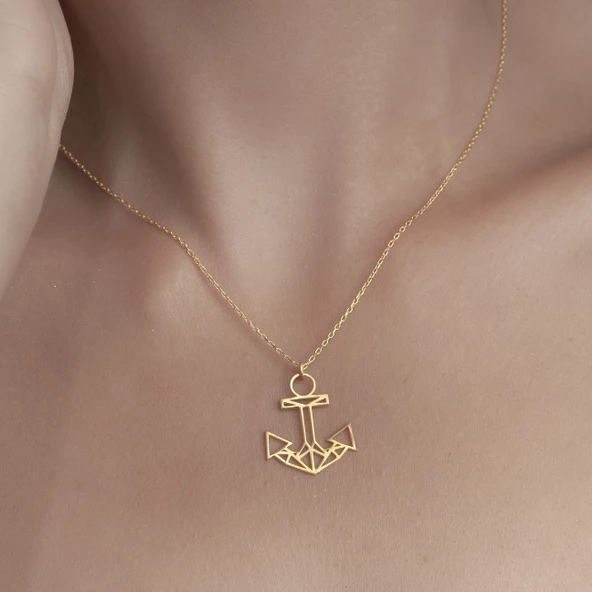 925 Ayar Gümüş Denizci Özel Tasarım Kolye - Resim 11