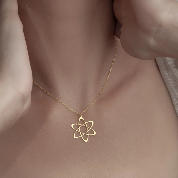 925 Ayar Gümüş Atom Figürlü  Kolye - Resim 4