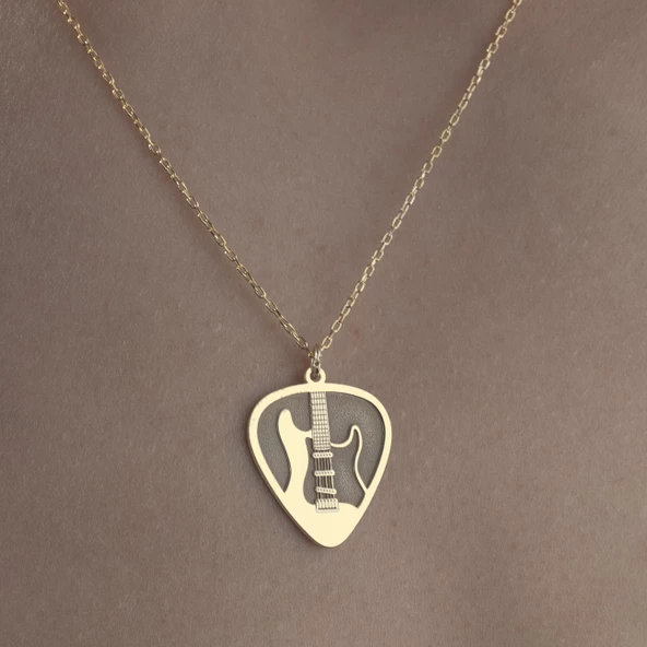 925 Ayar Gümüş Gitar Penası Kolye - Resim 4