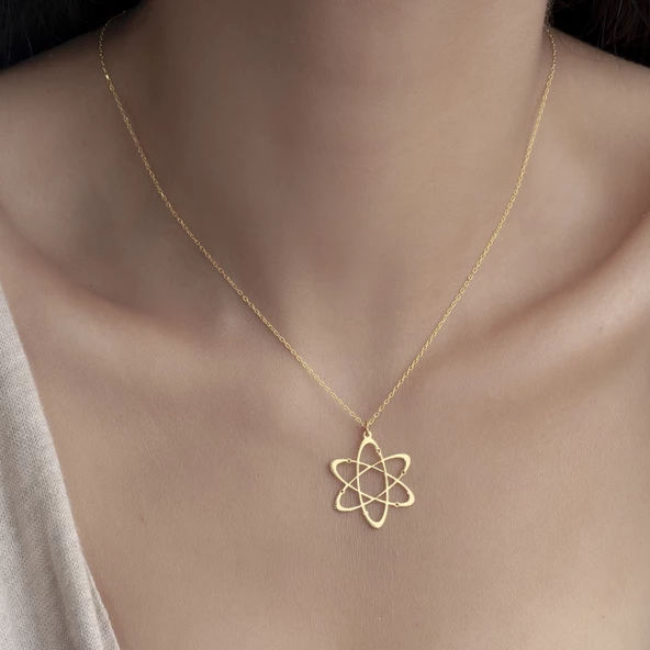 925 Ayar Gümüş Atom Figürlü  Kolye