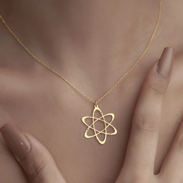 925 Ayar Gümüş Atom Figürlü  Kolye - Resim 5